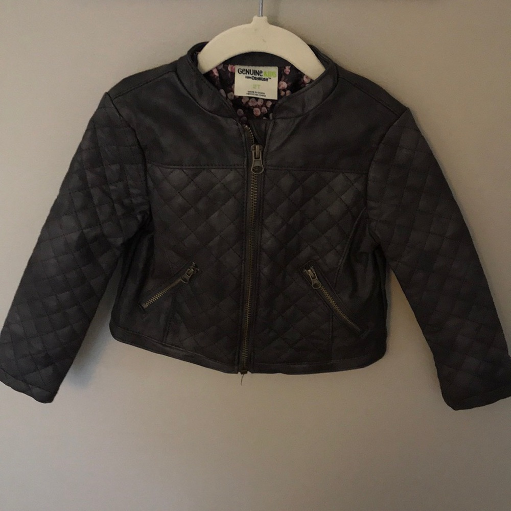 Charcoal gray quilted moto jacket